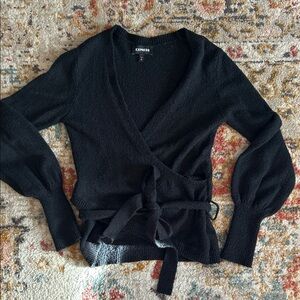 Express Black Wrap Balloon Sleeve Cardigan Sweater
